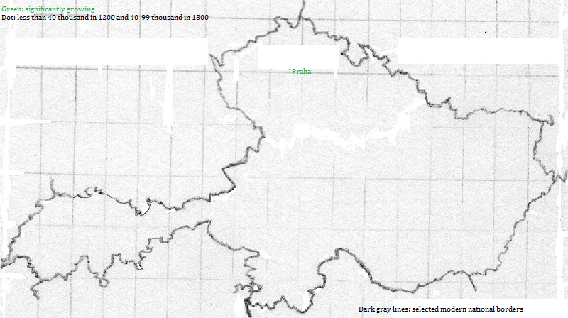 map showing Česká Republic cities 1200-1300