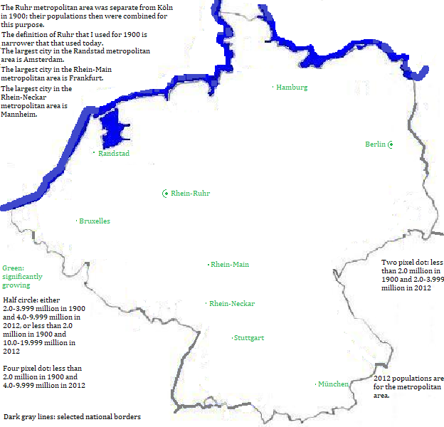map showing Deutschland, Nederland and België cities 1900-2012