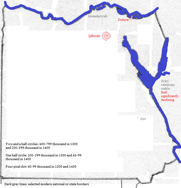 map showing Miṣr, 1300-1400