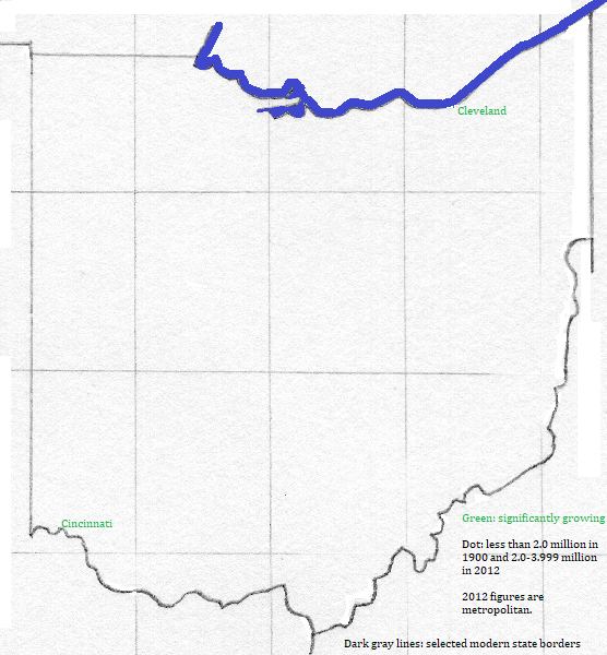 map showing Ohio cities 1900-2012