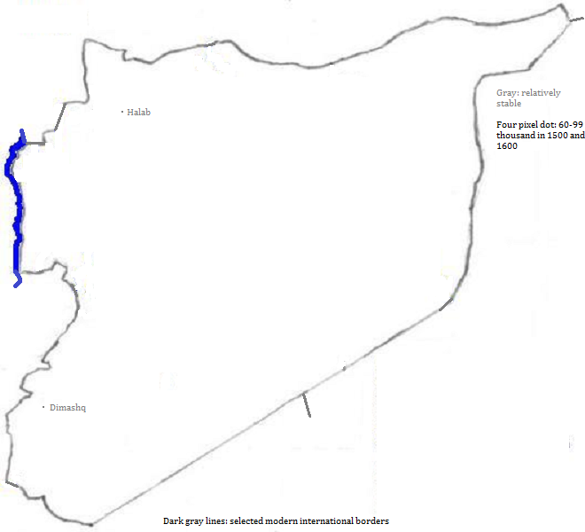 map showing Sūriyah cities, 1500-1600